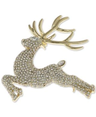Shop Anne Klein Gold-tone Imitation Pearl Flying Reindeer Pin, Created For Macy's