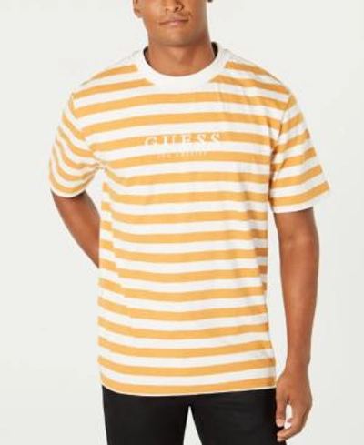Guess Originals Men's Striped Logo T-shirt In Yellow | ModeSens