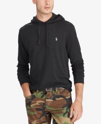 Shop Polo Ralph Lauren Men's Big & Tall Hooded Long Sleeve T-shirt In Black
