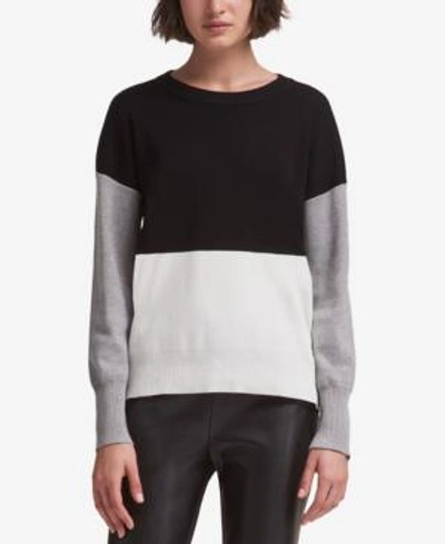 Shop Dkny Colorblocked Sweater In Black/white