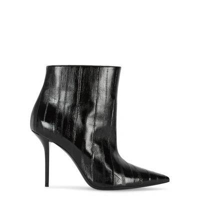 Shop Saint Laurent Pierre Glossed Leather Ankle Boots In Black