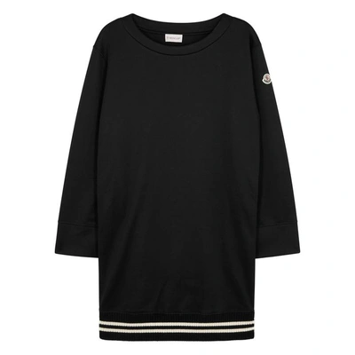 Shop Moncler Black Longline Jersey Sweatshirt
