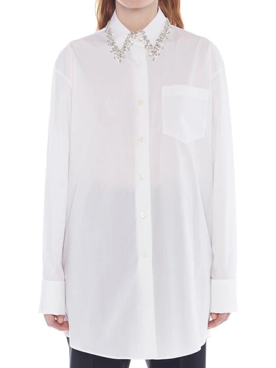 Shop Prada Embellished Collar Shirt In White