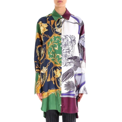 Salvatore Ferragamo Printed Silk Shirt Dress In Multicoloured 