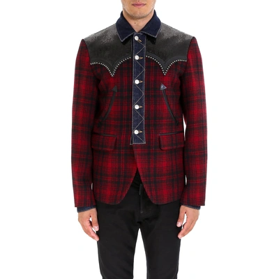 Shop Dsquared2 Checked Sequin Embellished Blazer In Red
