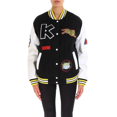 Shop Kenzo Dragon Logo Design Varsity Jacket In Black