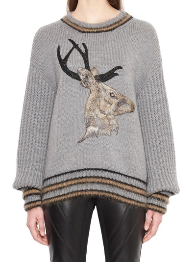 Shop Alberta Ferretti Embroidered Sweater In Grey