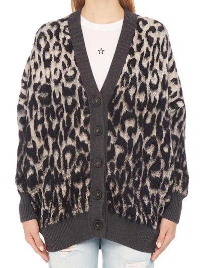 Shop Stella Mccartney Leopard Print Oversized Cardigan In Multi