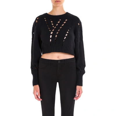 Shop Alexander Wang T T By Alexander Wang Cut Out Design Cropped Sweater In Black