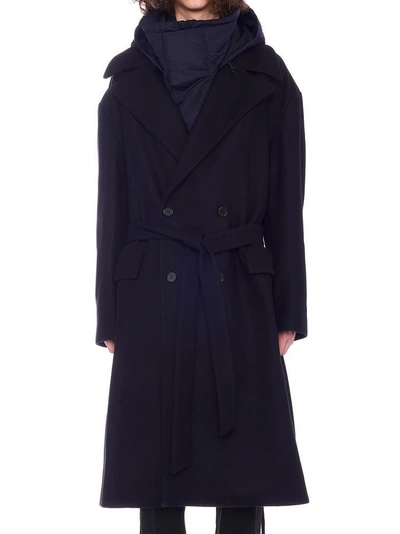 Shop Juun.j Oversized Long Coat In Black