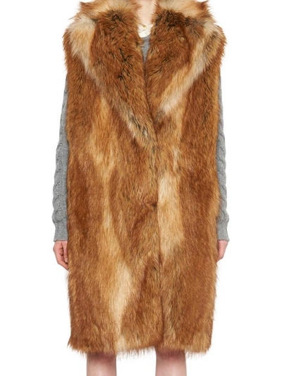 Shop Philosophy Di Lorenzo Serafini Faux Fur Long Vest In Brown