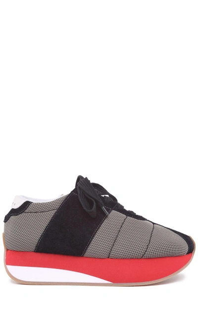 Shop Marni Big Foot Mesh And Suede Low-top Trainers In Nero