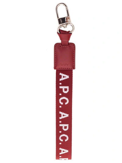 Shop Apc A.p.c. Leather Keychain In Rosso