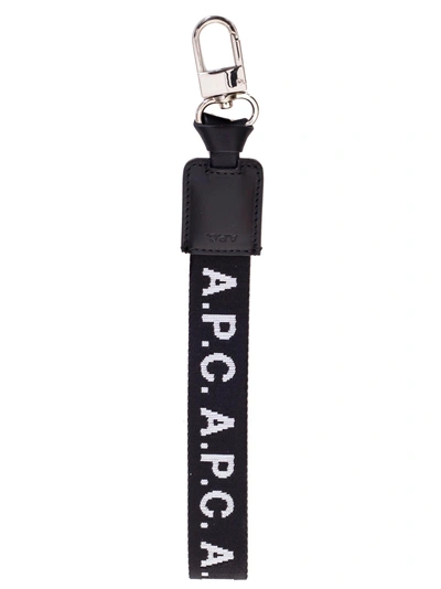 Shop Apc A.p.c. Leather Keychain In Nero
