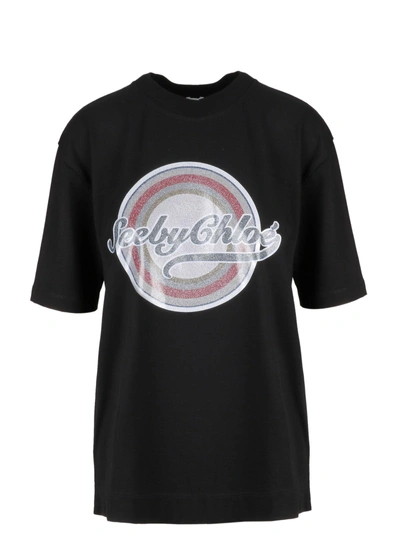 Shop See By Chloé Logo Print T-shirt In Black 001