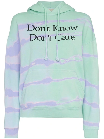 Shop Ashley Williams Don't Know Don't Care Print Cotton Hoodie In Green