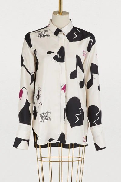 Shop Jour/né Silk Poésie Shirt In Ivory