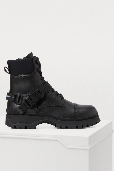 Shop Prada Hiking Ankle Boots In Black