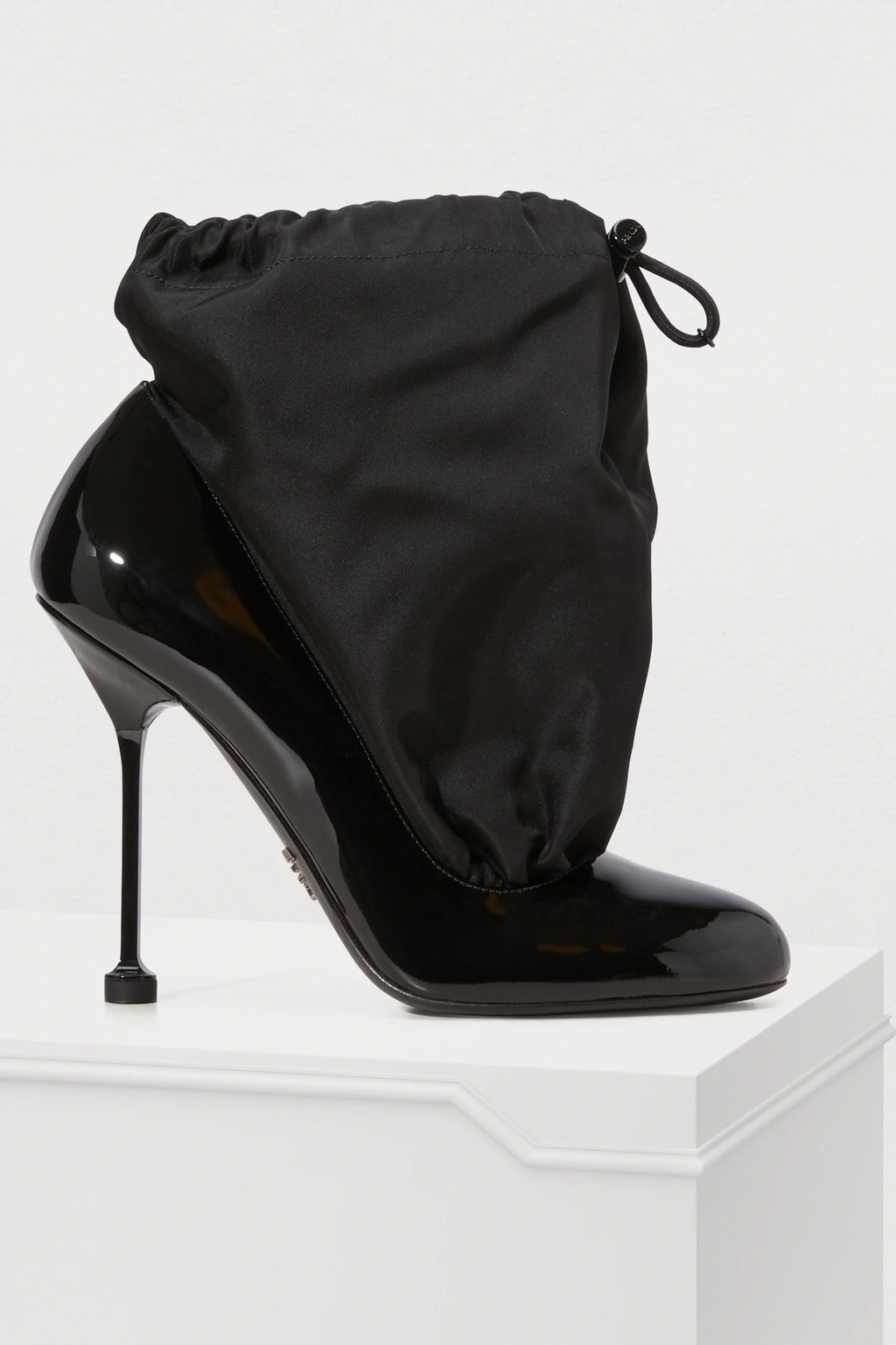 Prada Drawstring panel Patent leather Pumps In Black ModeSens