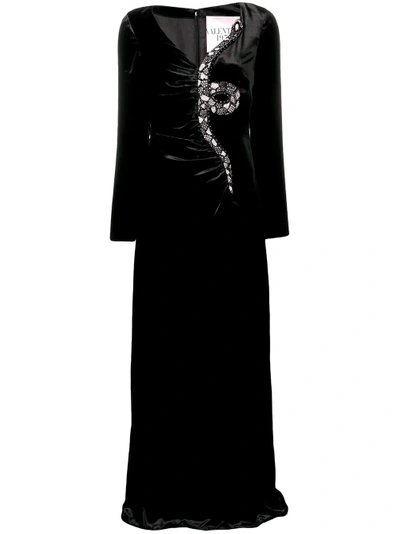 Shop Valentino Snake Detail Evening Dress - Black