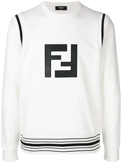 Shop Fendi Ff Logo Sweatshirt - White