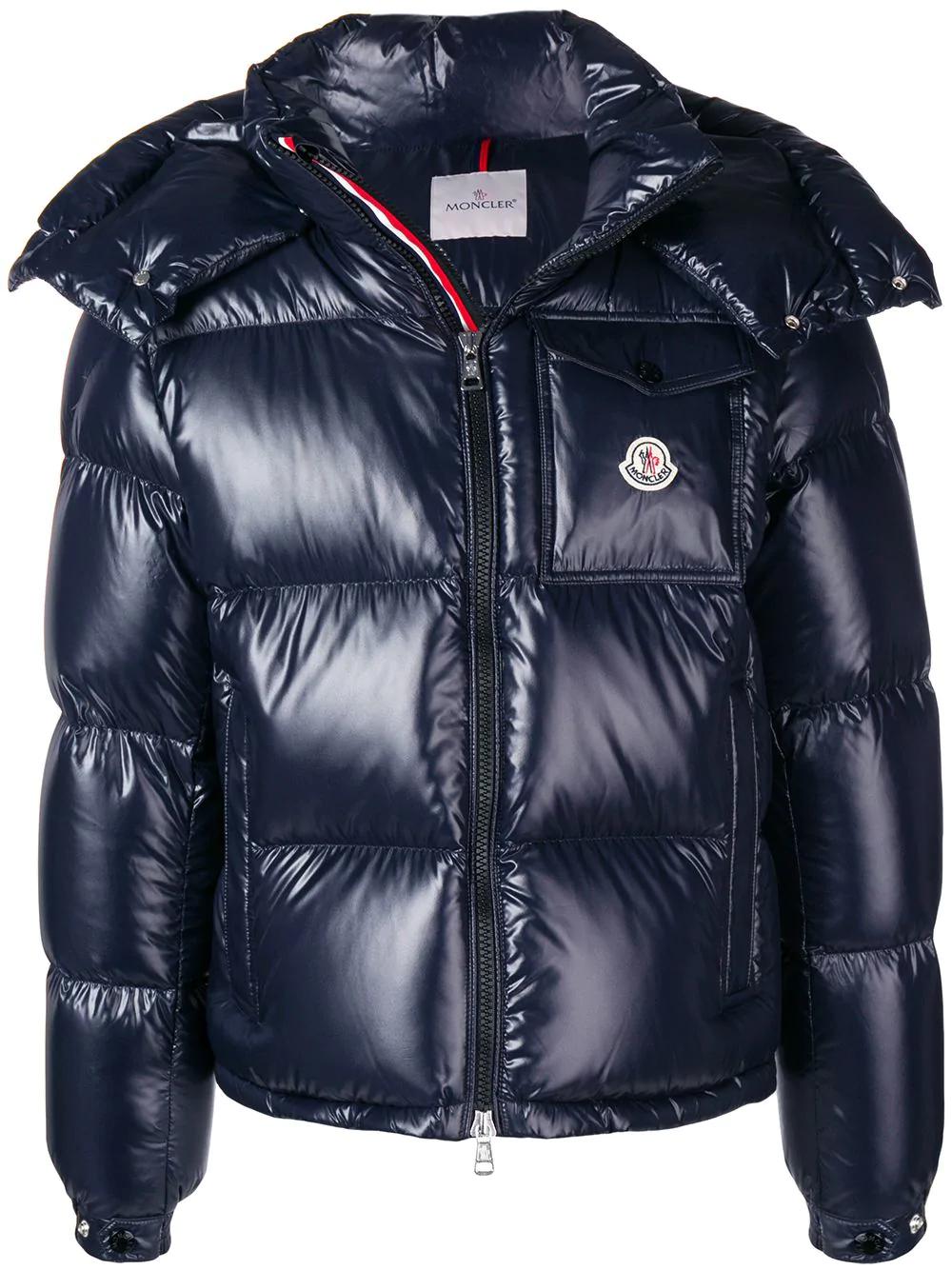 Moncler Fitted Puffer Down Jacket - Blue | ModeSens