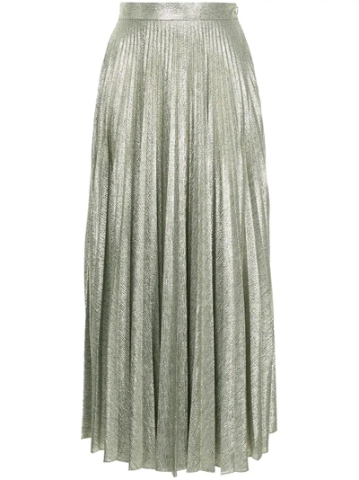 Shop Emilia Wickstead Metallic Pleated Skirt In Silver