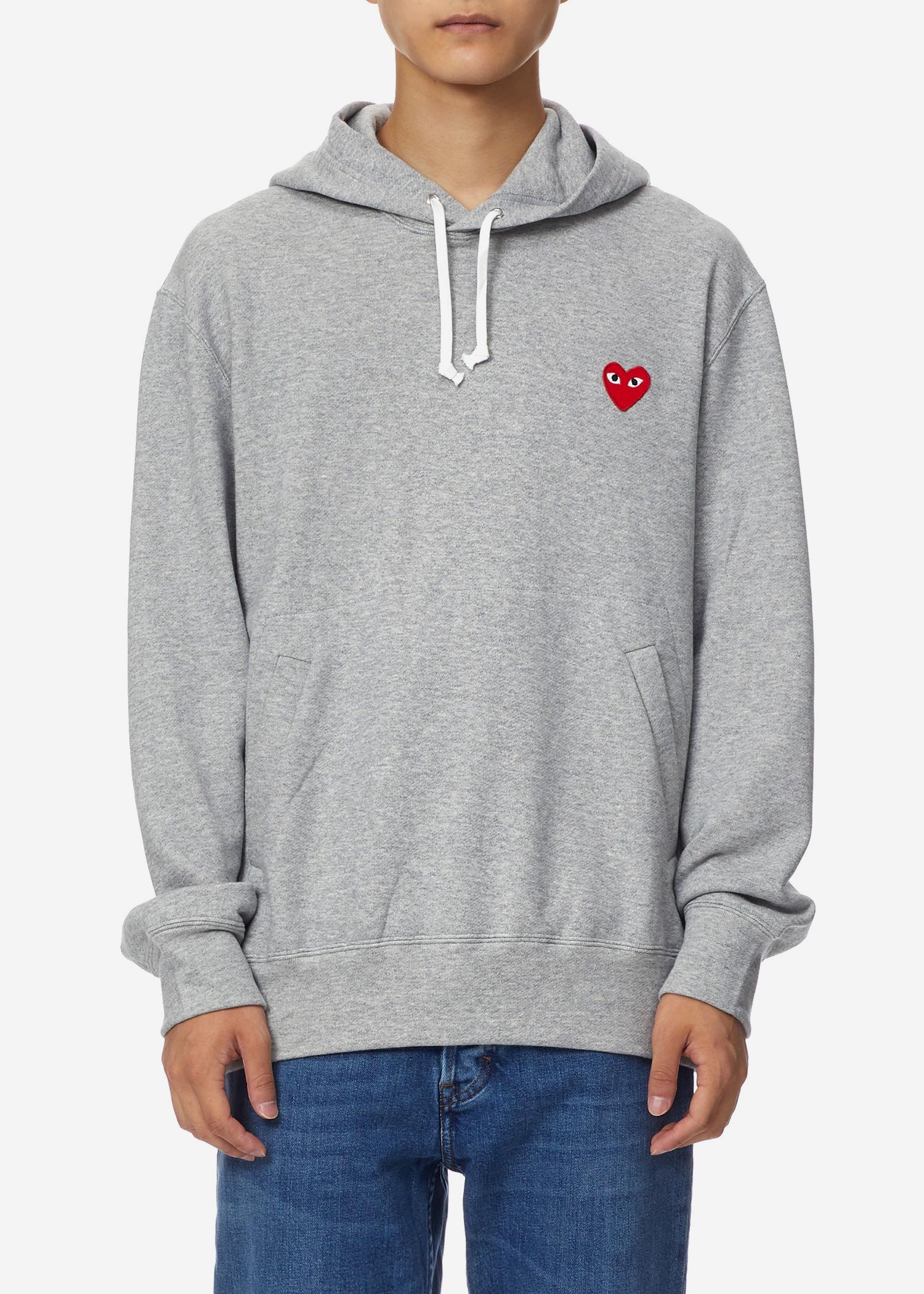 comme des garcons play grey hoodie