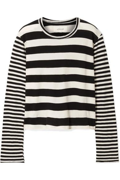 Shop The Great Striped Cotton-jersey Top In Ivory