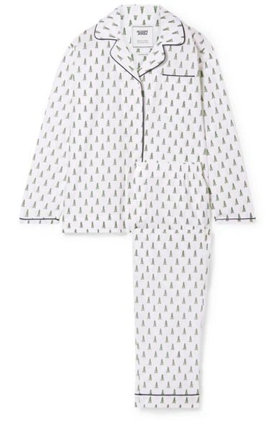 Shop Sleepy Jones Bishop Printed Cotton-poplin Pajama Set In White