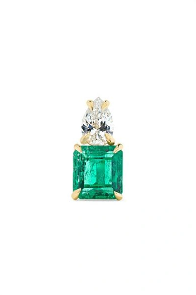 Shop Anita Ko 18-karat Gold, Emerald And Diamond Earring