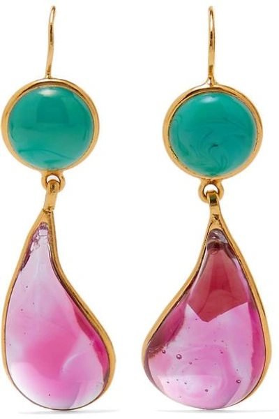 Shop Loulou De La Falaise Gold-plated And Glass Earrings In Turquoise