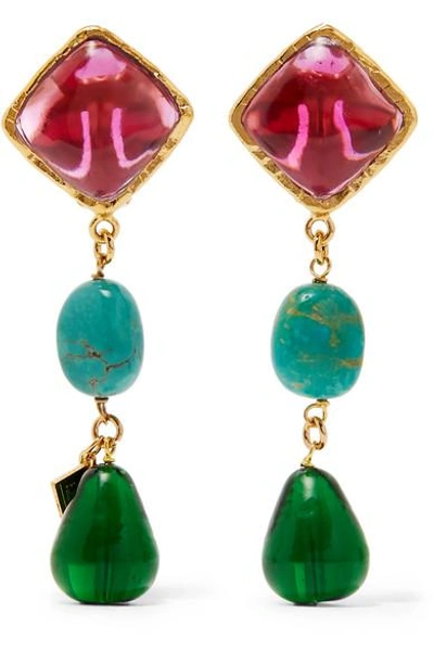 Shop Loulou De La Falaise Gold-plated, Glass And Turquoise Clip Earrings