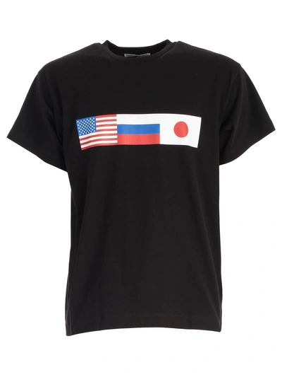 Gosha Rubchinskiy Flag Print T-shirt In Black