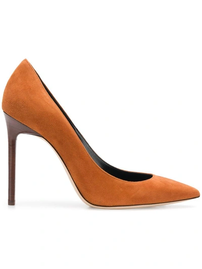 Shop Saint Laurent Anja 105 Pointed Toe Pumps - Brown