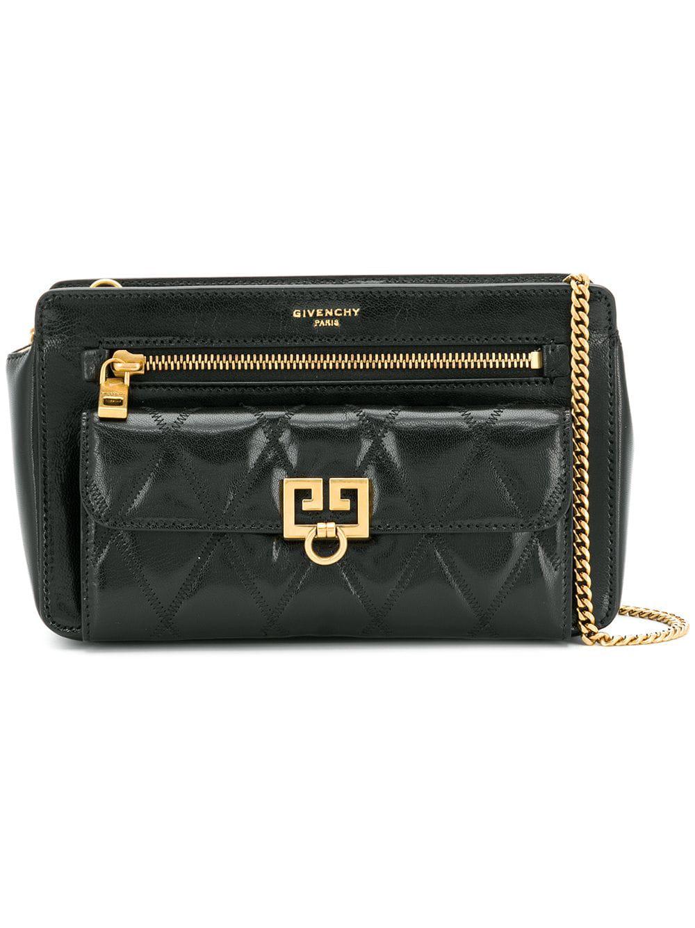 givenchy black pocket quilted leather shoulder bag