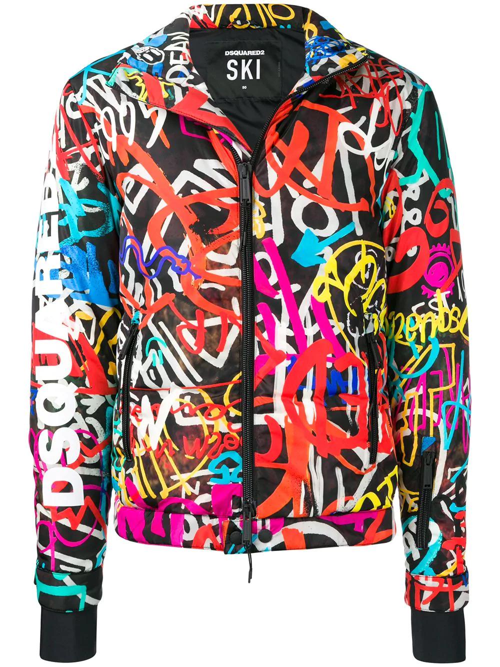 Dsquared2 Graffiti Puffer Jacket Multicolour ModeSens