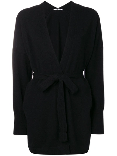Shop Agnona Belted Cashmere Cardigan In Black