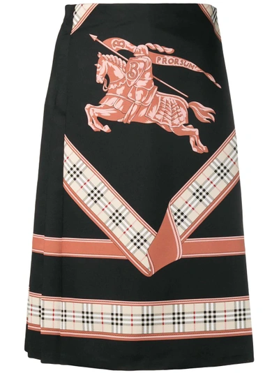 BURBERRY ARCHIVE SCARF PRINT SKIRT - 黑色