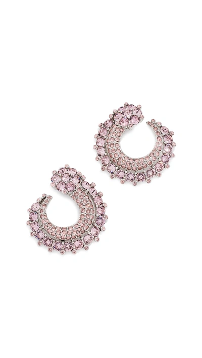 Shop Oscar De La Renta Crystal Curved Earrings In Clay