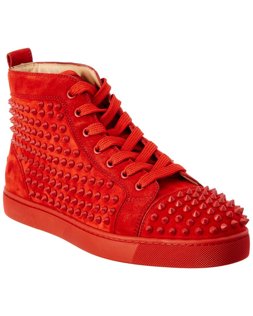 Christian Louboutin Louis Spike Suede High Top Sneaker In Red | ModeSens