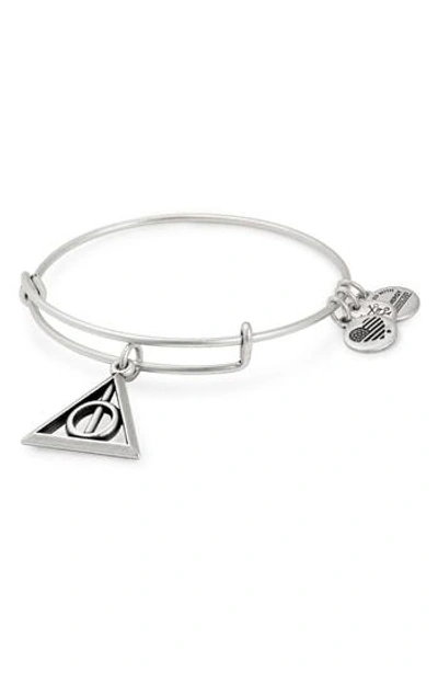 Shop Alex And Ani Harry Potter(tm) Deathly Hallows(tm) Adjustable Wire Bangle In Silver