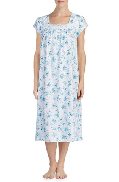 Shop Eileen West Cotton Ballet Nightgown In White Ground With Teal Floral