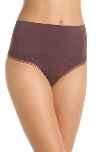 Shop Yummie Ultralight Seamless Shaping Thong In Huckleberry
