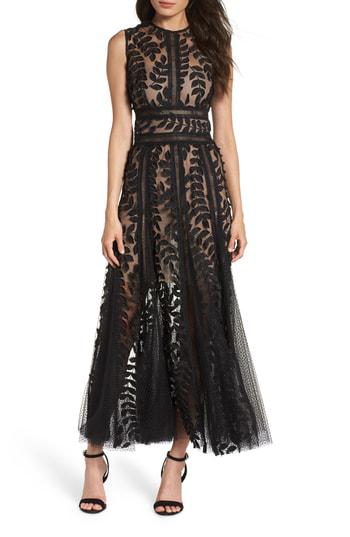 black fit and flare gown