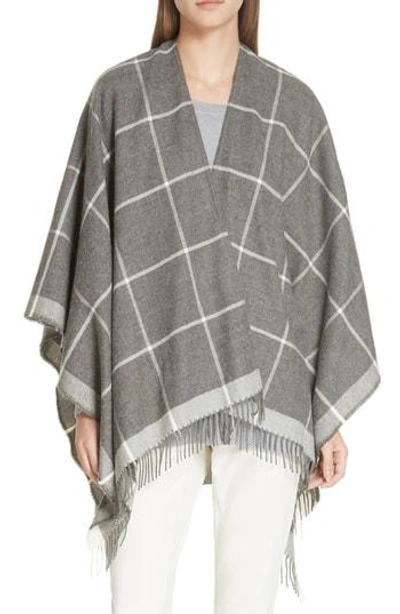 Shop Eileen Fisher Check Alpaca Poncho Wrap In Ash