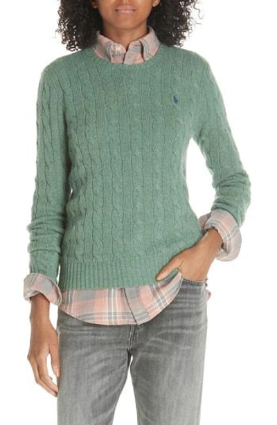 Shop Polo Ralph Lauren Cable Knit Cotton Sweater In Resort Green Heather
