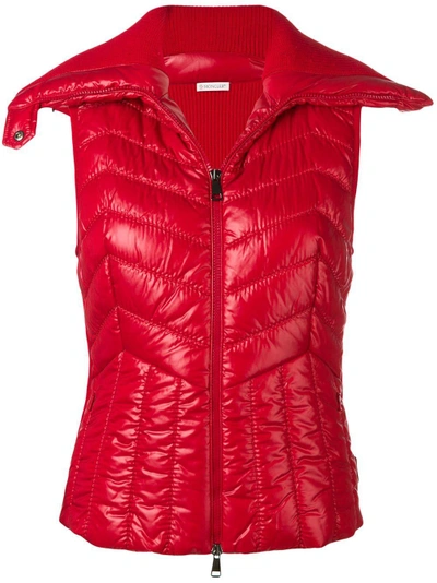 Shop Moncler Hybrid Quilted Gilet In Red