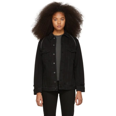 Shop Alexander Wang Black Denim Daze Zip Jacket In 018 Blackfa