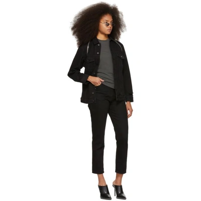 Shop Alexander Wang Black Denim Daze Zip Jacket In 018 Blackfa